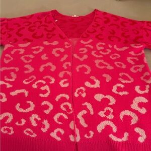 JODIFL Vibrant Pink Leopard Cardigan